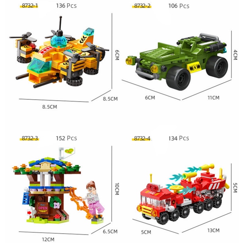 Bộ Đồ Chơi Lắp Ráp Xe Cảnh Sát / Xe Cứu Hỏa 6 Trong 1 Cho Bé