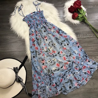 Maxi hoa nhí xanh ngọc