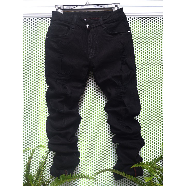 Quần Jeans nam rách full in black