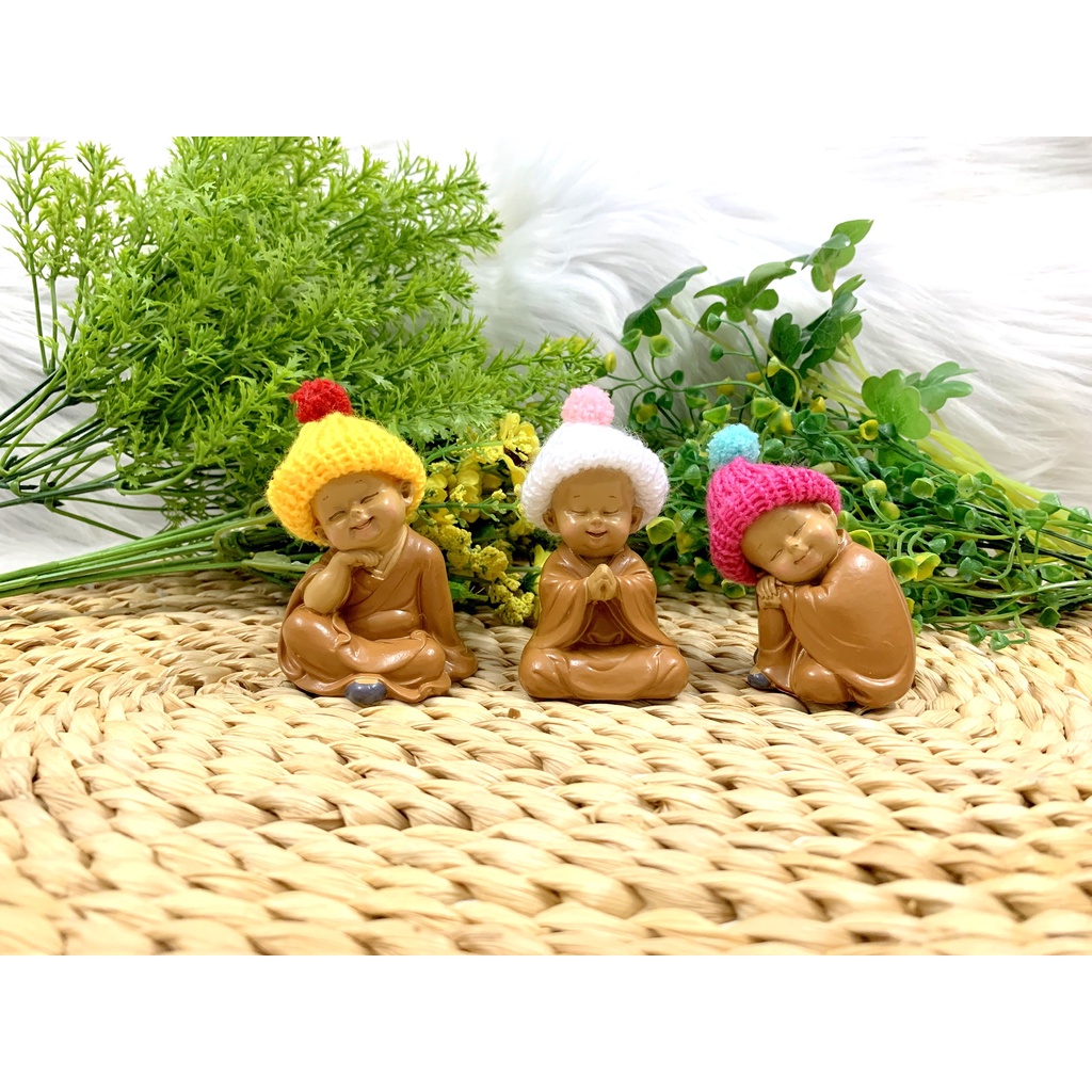 Bộ 3 Chú Tiểu Ấn Độ Hoan Hỉ Tài Lộc Nón Len ( Hình Thật + Video Thật )