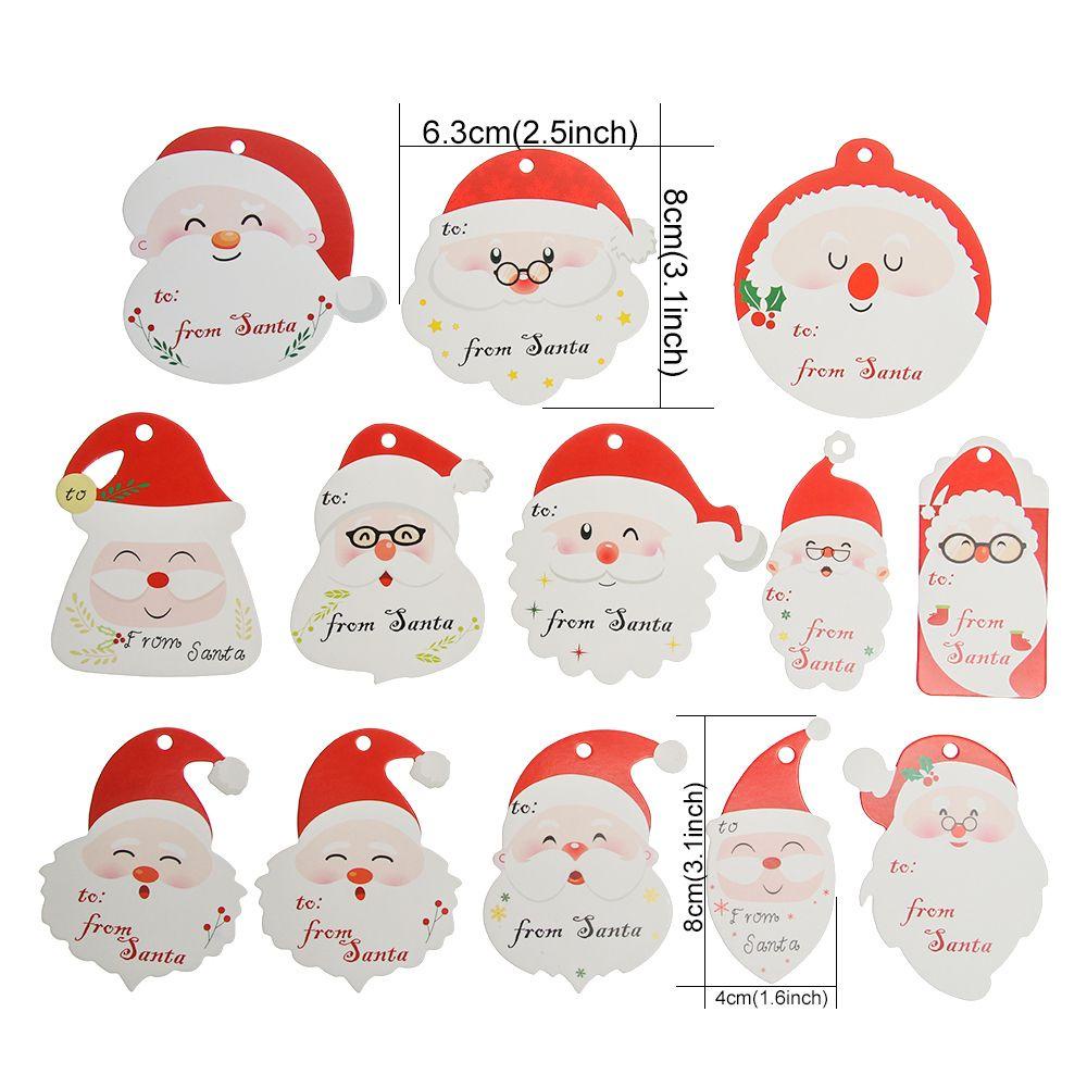 Set 1 / 60 Nhãn Dán Trang Trí Quà Tặng Bằng Giấy Kraft In Họa Tiết Ông Già Noel