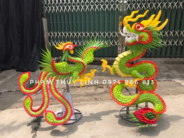 1 Cặp cốt rồng phượng vẩy nhựa lên thành phẩm  phục vụ ngành tráp cưới hỏi, sự kiện