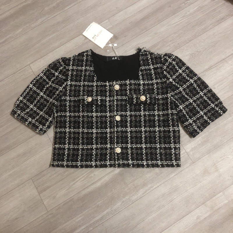 [SALE]Áo dạ tweed tay cộc dáng ngắn - ảnh thật shop chụp