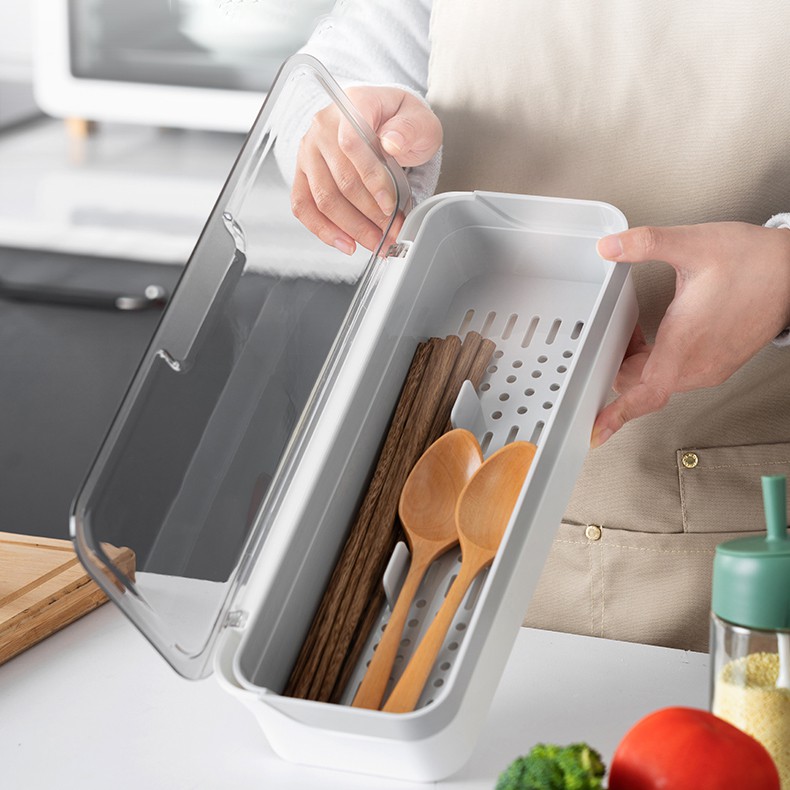 Hộp đựng muỗng đũa có nắp đậy Onlycook nhựa cao cấp