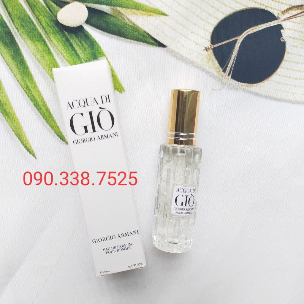 Combo 2 chai Nước hoa mini nam 20ml Dạng Xịt- AcQua Di Gio Trắng- Gio Đen