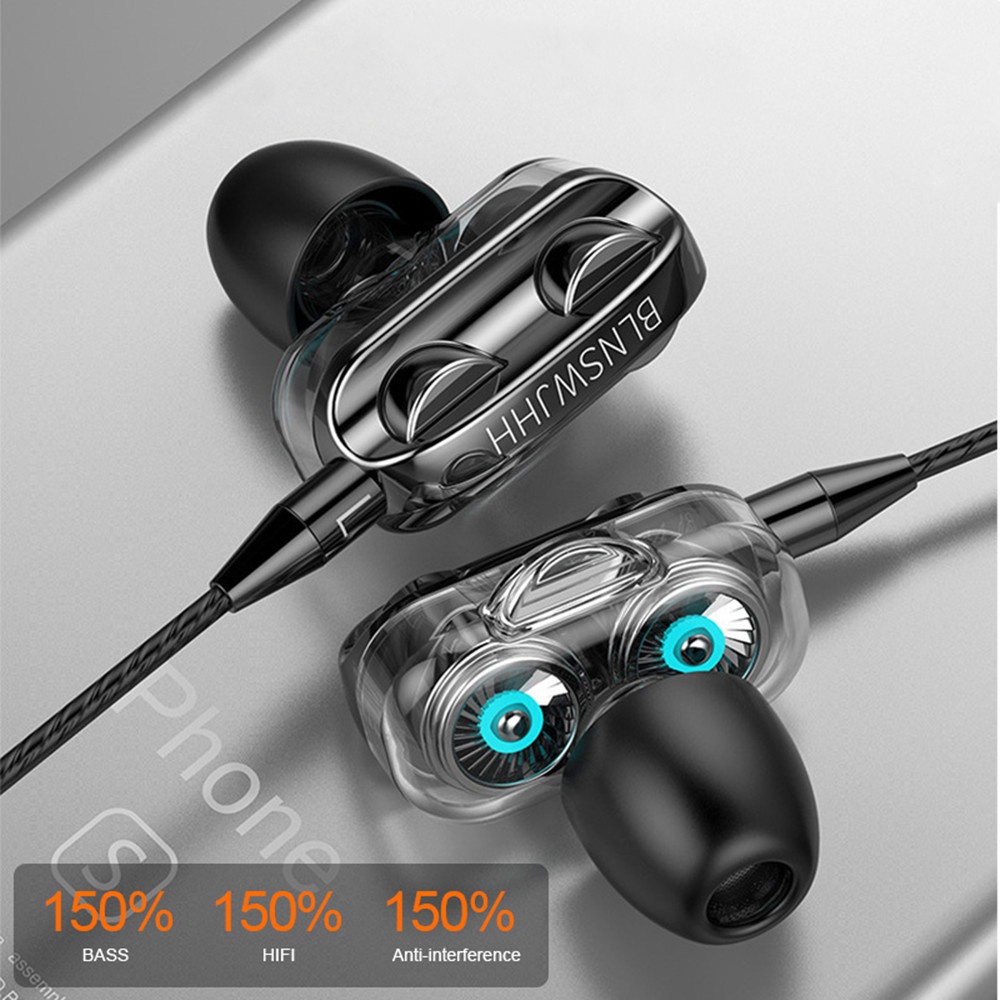 Tai nghe nhét tai thể thao có dây 3.5mm âm thanh siêu trầm 4D có mi cờ rô và phụ kiện