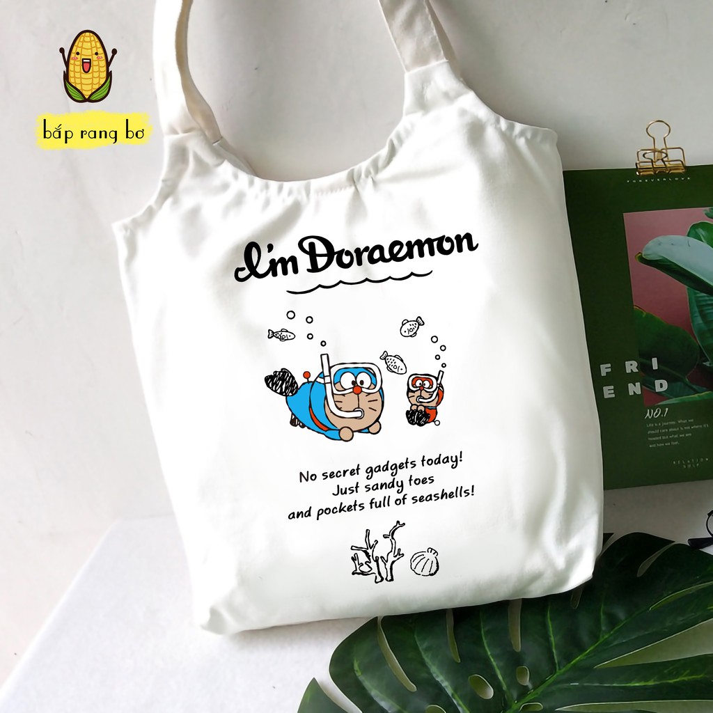 TÚI TOTE TRÒN DORA EMON P2 [CÓ KHÓA + TÚI CON] - VẢI CANVAS