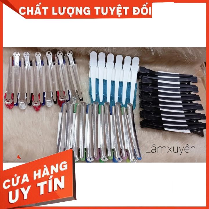 Kẹp mỏ vịt cao cấp để chia tóc LAX vỉ 12 cái FREESHIPchất liệu nhựa siêu bền, thiết kế siêu xinh chuyên dụng cho salon