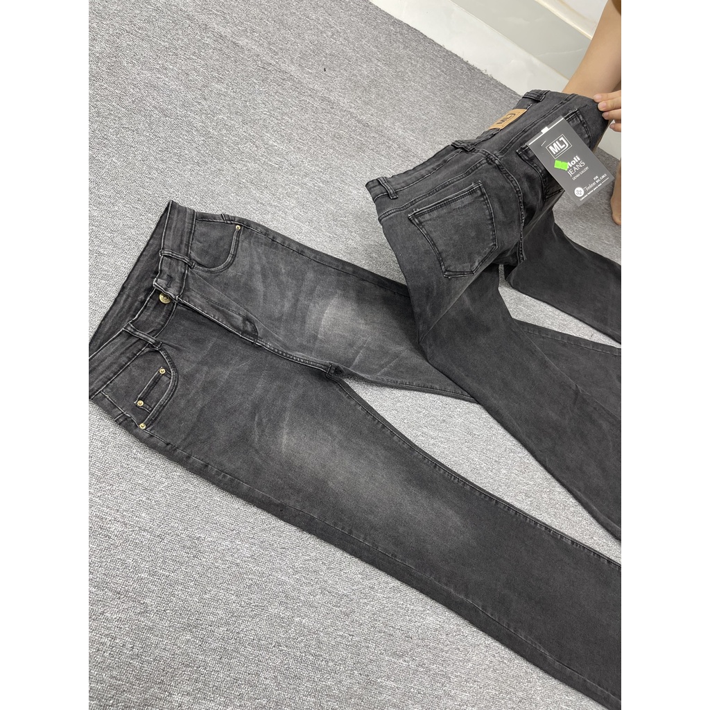 Quần jean ống Bass Loe xám lông chuột BigSize lưng cao, co dãn mạnh, ống siêu dài 102cm 4218