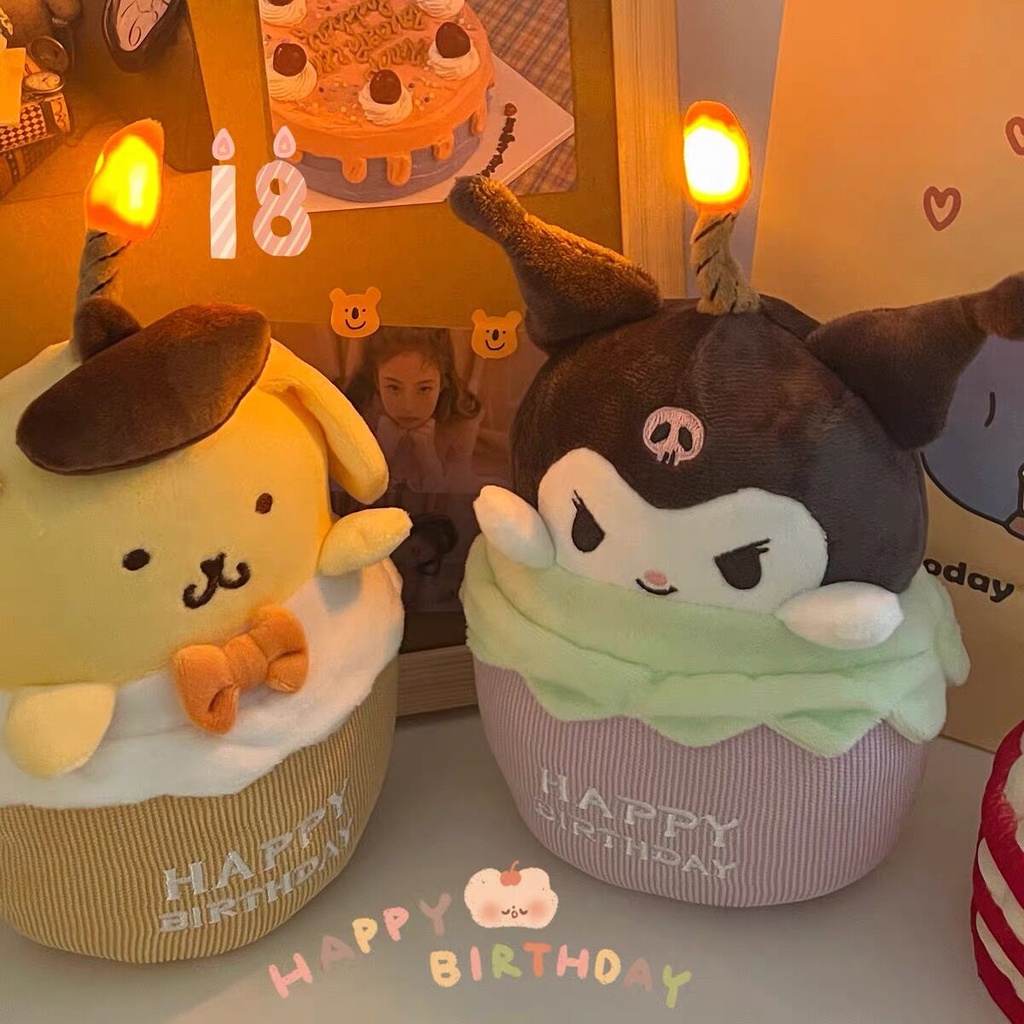 Búp Bê Nhồi Bông Hình Bánh Kem Sinh Nhật Có Nhạc Hình Kuromi Melody Cinnamon Dùng Làm Quà Tặng
