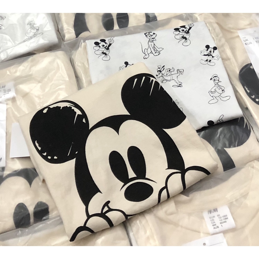 Áo thun cộc tay bé trai - Set 2 áo cotton cộc tay Mickey Hm cho bé trai size 1-6t