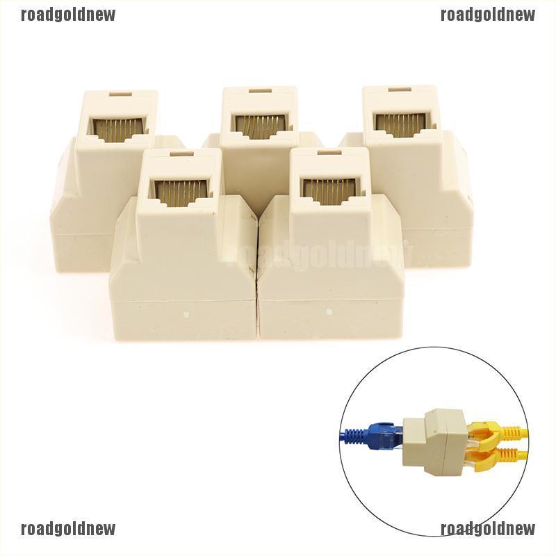 Rnvn 5Pc 1 To 2 Way Network Cable RJ45 Female Splitter Connector Adapter for Computer Rnvv