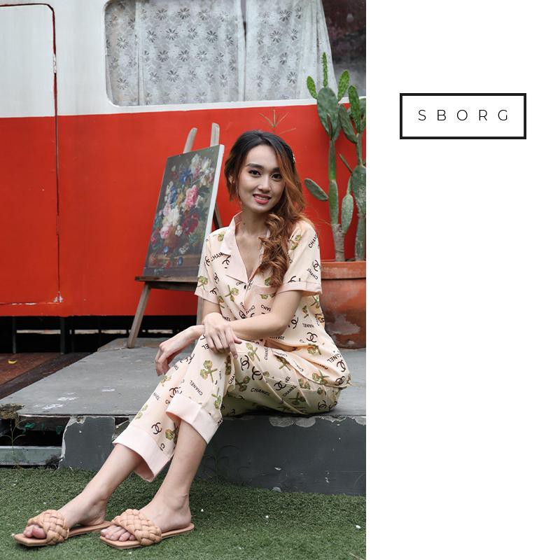 Pijama nữ SBORG đồ bộ mặc nhà lụa hàn họa tiết trendy tay ngắn quần dài có túi 45-65kg quà tặng vợ gu mac