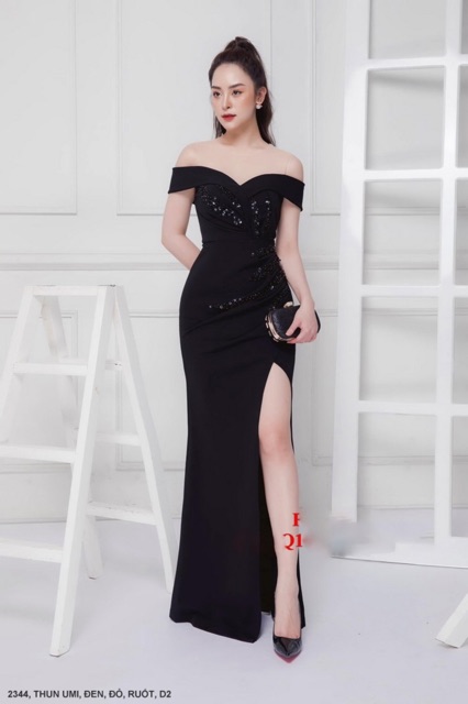 Đầm dạ hội xẻ lai sang trọng ( có hình thật đính kèm). Hàng Việt Nam chất lượng cao.