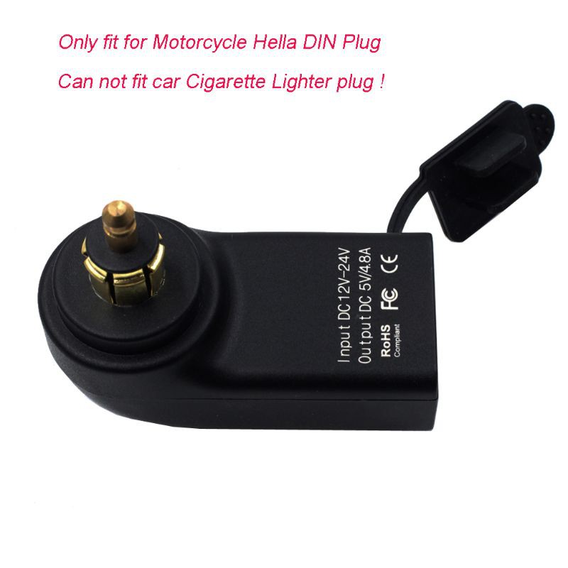 Ổ cắm USB 12V tương thích đầu cắm Hella DIN trên xe moto