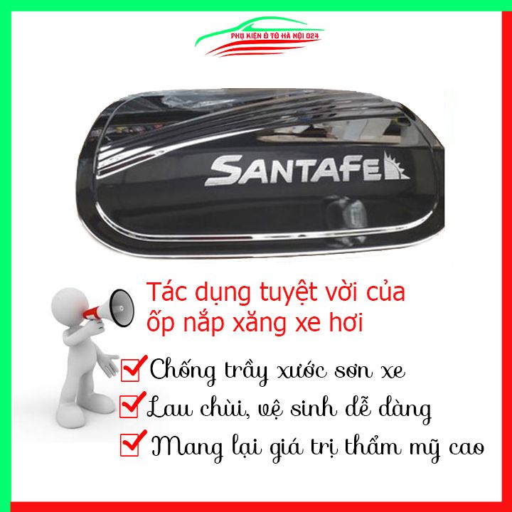 Ốp nắp xăng Santafe 2019-2023 mạ crom bảo vệ chống trầy trang trí ô tô