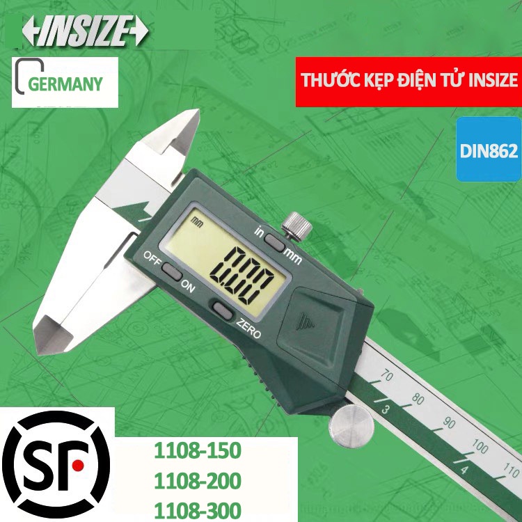 Thước kẹp INSIZE màu xanh hàng EU size 150mm hàng cao cấp