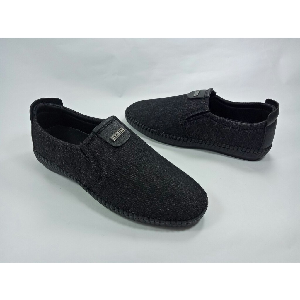 Giày lười vải jean nam màu đen đế khâu chắc X86fashion-VJEAN01 | BigBuy360 - bigbuy360.vn