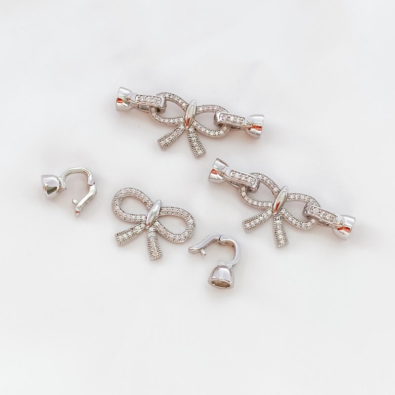 Khóa Bạch Kim Bốn Lá Đính Ngọc Trai Zircon Màu Sắc Diy