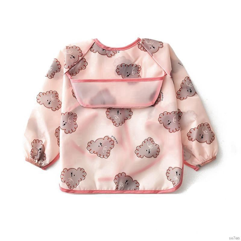 Yếm dài tay dễ thương chống thấm nước thời trang unisex cho bé tập ăn