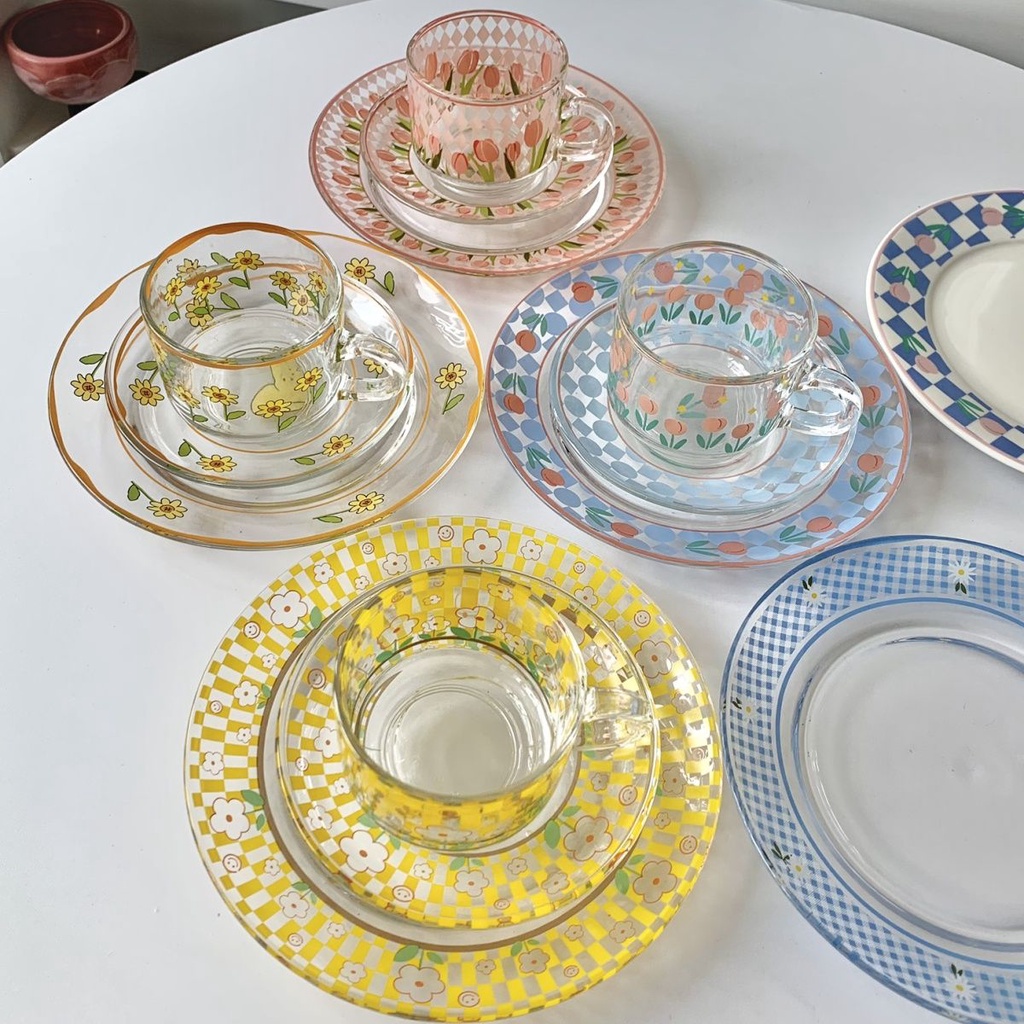 Đĩa Thủy Tinh Tráng Miệng Tráng Miệng Hình Hoa Tulip Phong Cách Hàn Quốc