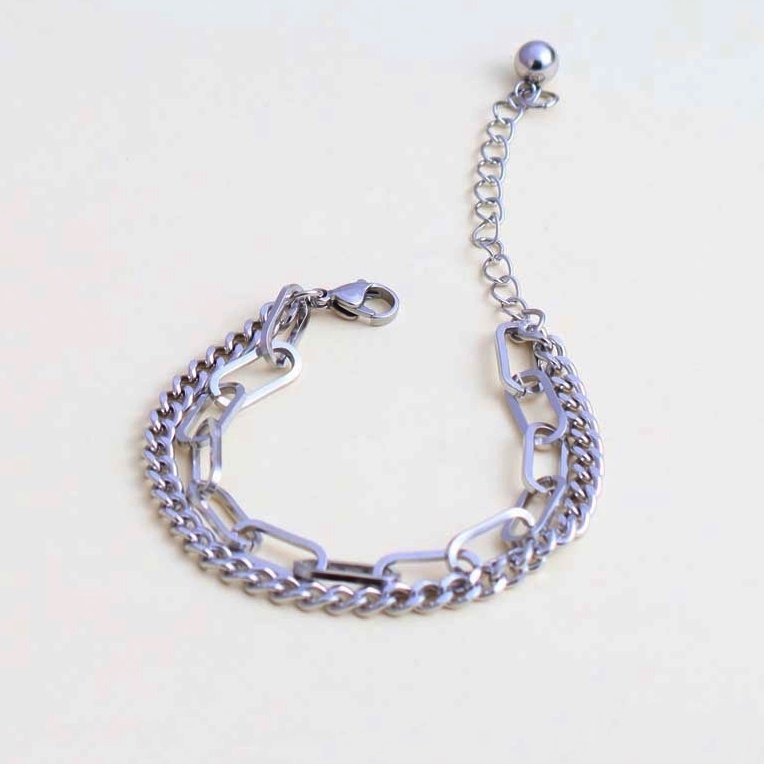Lắc tay titan phong cách Unisex cá tính dây mắt xích không đen gỉ