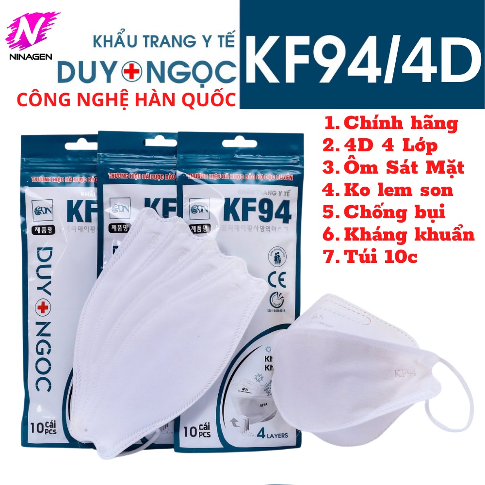 Khẩu trang cá kháng khuẩn 4D KF94 ôm sát mặt lọc bụi công nghệ Hàn Quốc 4 Lớp-khẩu trang 3D-NinaGen