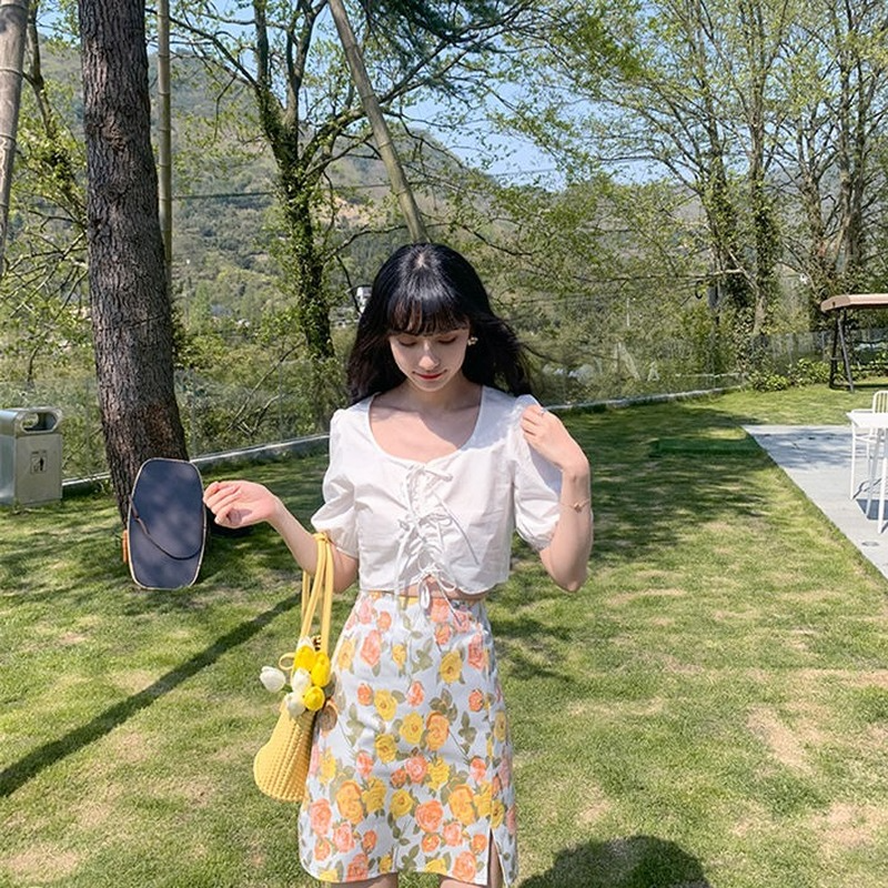 Set Áo Sơ Mi Trắng Phối Chân Váy Thời Trang Hè 2021 Cho Nữ