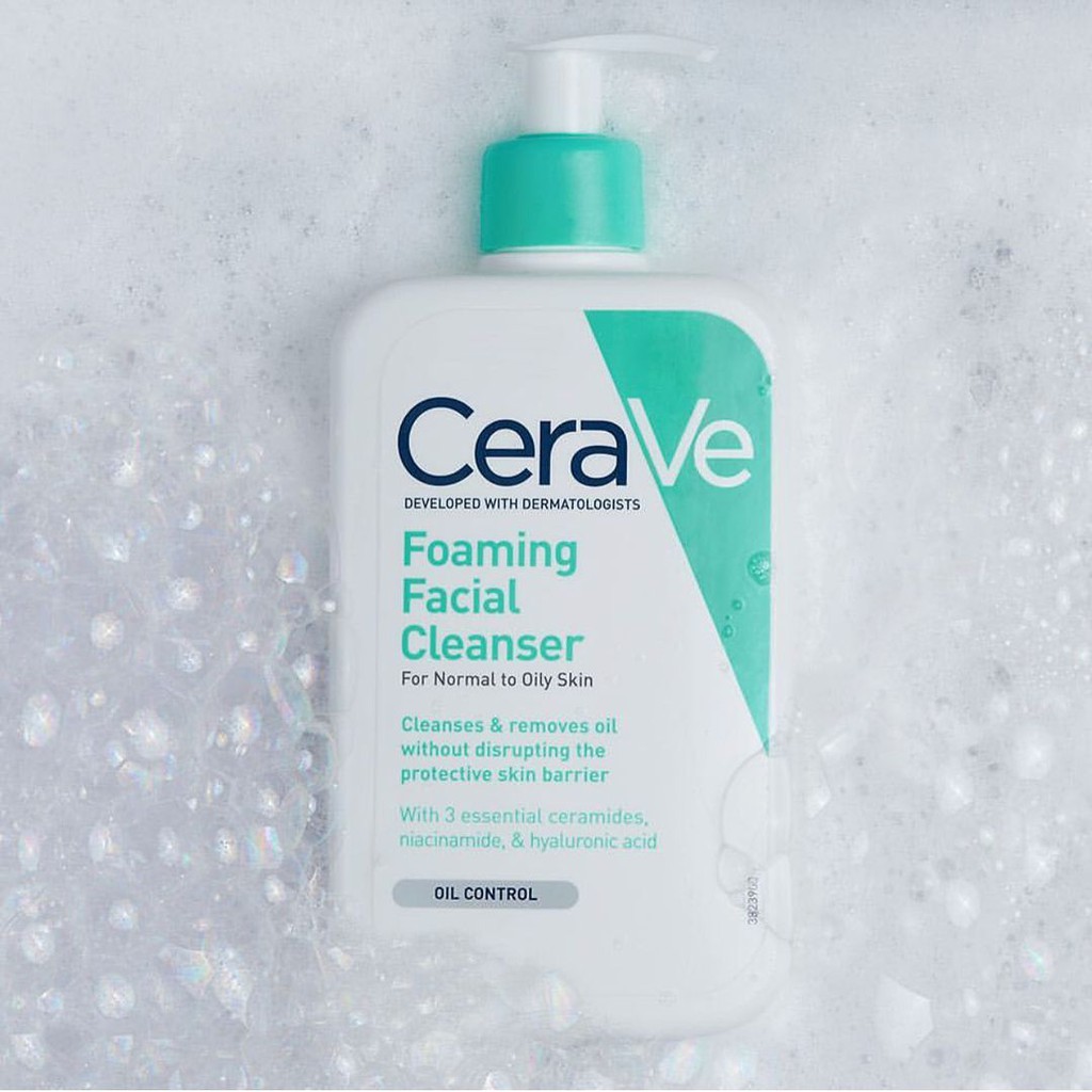 Sua rua mat Cerave foaming facial cleanser cho da dầu , sửa rửa mặt da dầu Cerave foaming facial cleanser