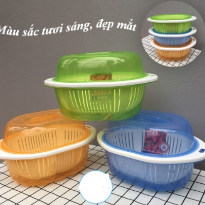 Bộ rổ chậu có nắp đậy Việt Nhật 2 size hàng cao cấp tiện lợi (MS:3271/3272)