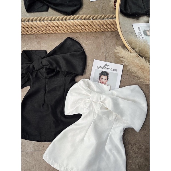 Đầm suông nơ trễ vai