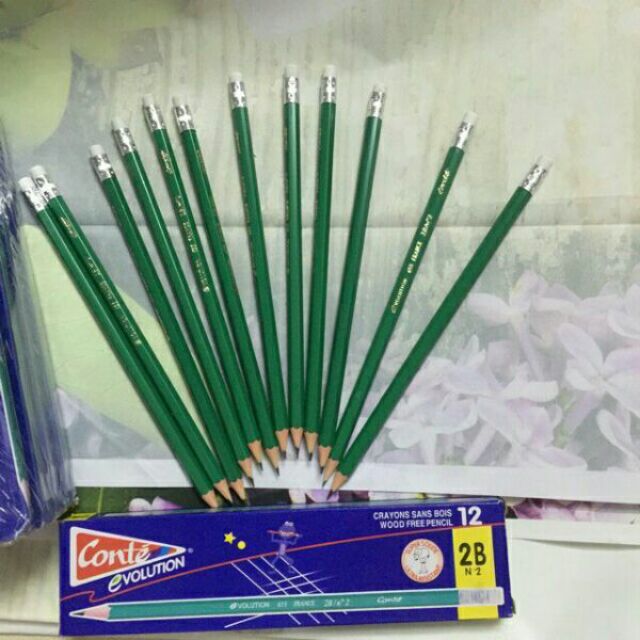 Bút chì xanh 2B có gôm tẩy