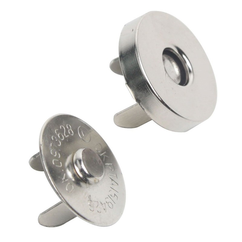 Lô 10 nút nam châm tròn khóa màu mạ bạc 1,8cm dùng cho túi xách phụ kiện