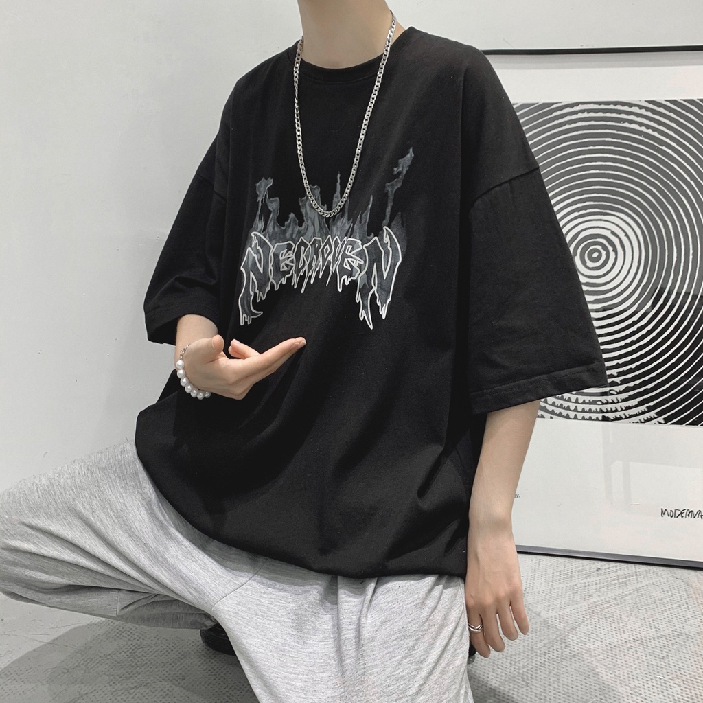 Áo thun MMIOT ngắn tay dáng rộng in họa tiết cá tính phong cách mùa hè dành cho nam