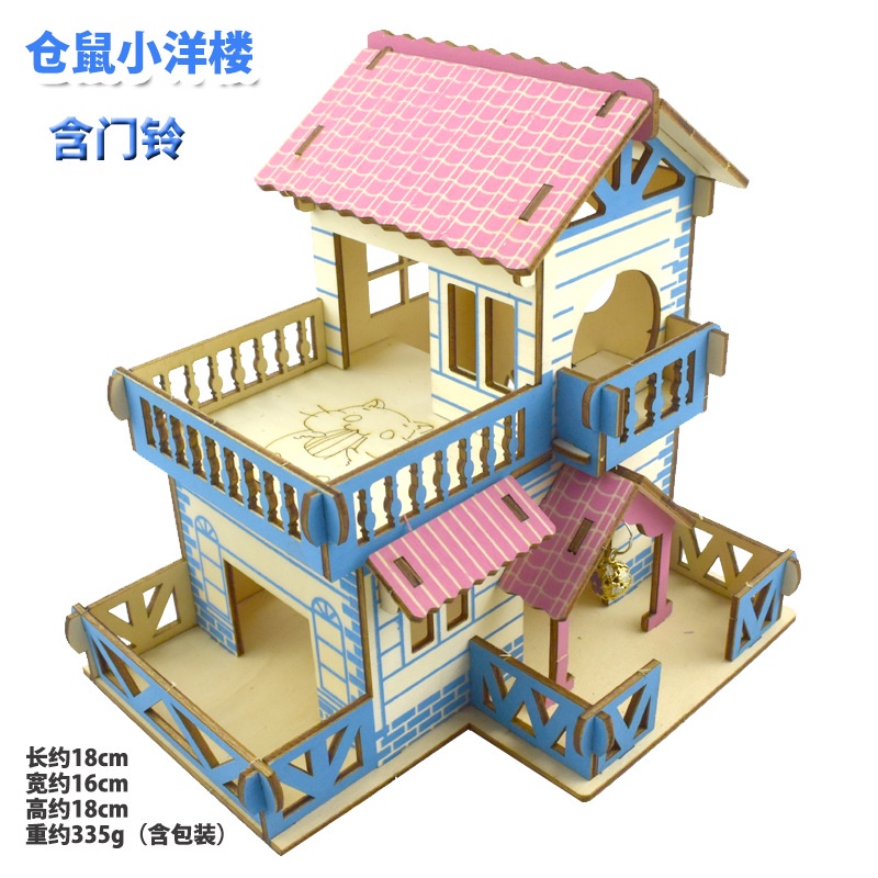 Nhà Villa Hai Tầng Bằng Gỗ Trơn Cỡ Lớn Sang Trọng Độc Đáo Trang Trí Cầu Thang Cho Chuột Hamster