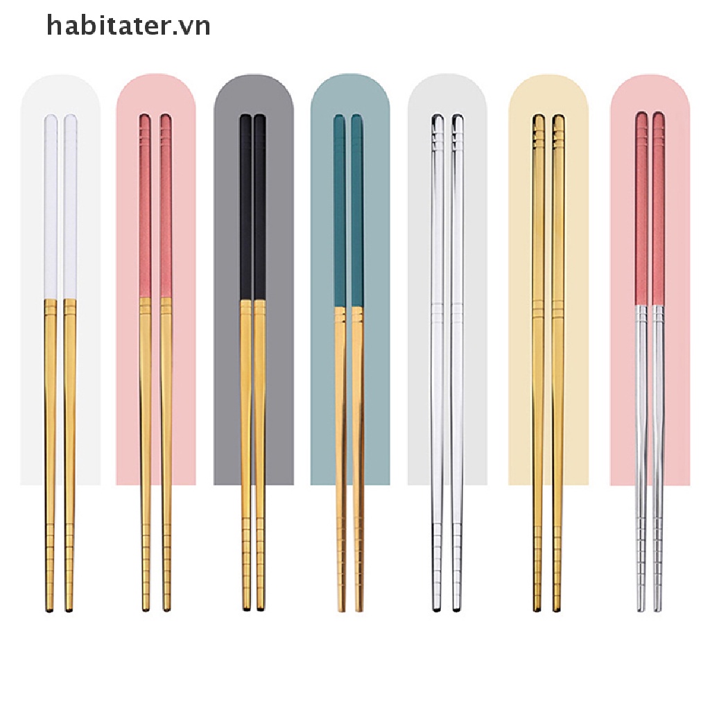 Set 5 Đôi Đũa Bằng Thép Không Gỉ Chống Trượt Chịu Nhiệt Độ Cao