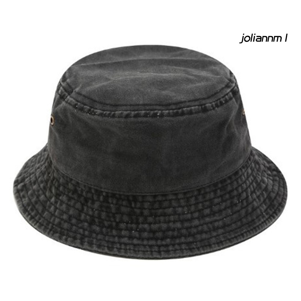 Mũ bucket denim màu trơn chống nắng thời trang cho nam và nữ