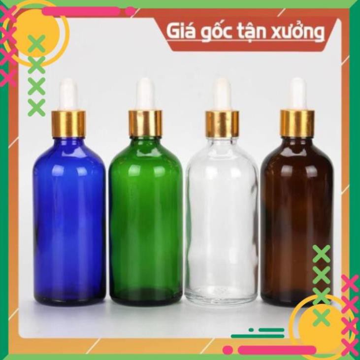 Lọ Chiết Serum ❤ TOP GIÁ RẺ ❤ [100ml] Chai lọ đựng tinh dầu thủy tinh nắp bóp giọt Khoen Vàng, phụ kiện du lịch