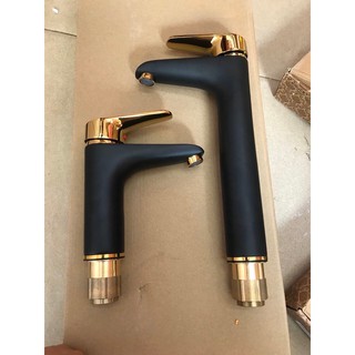 Vòi lavabo đen viền vàng cao cấp