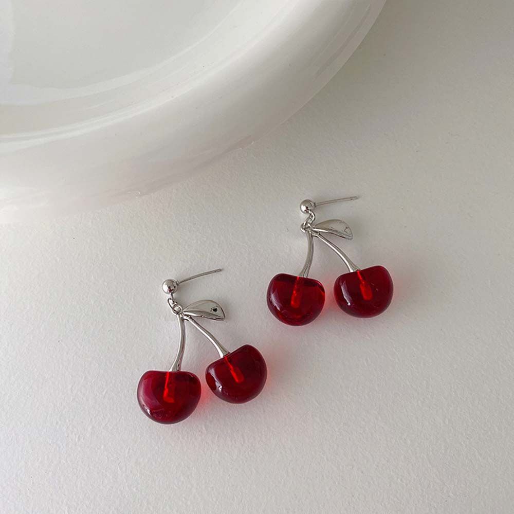Bông tai hình trái cherry dễ thương phong cách Hàn Quốc cho nữ