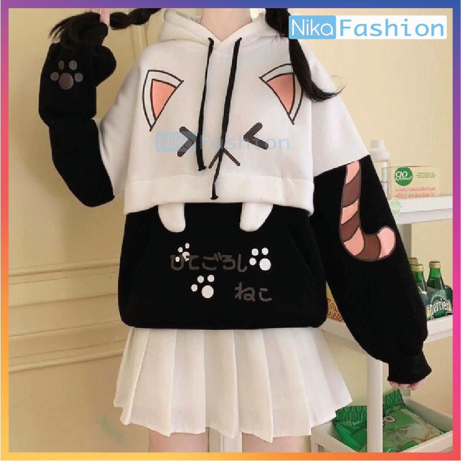 Nikafashion Áo Hoodie Nón Unisex Nam Nữ Chất Vải Nỉ Freesize 1 kích cỡ Form Dáng Rộng Dưới 65kg Mặc Đẹp M.E.O | BigBuy360 - bigbuy360.vn