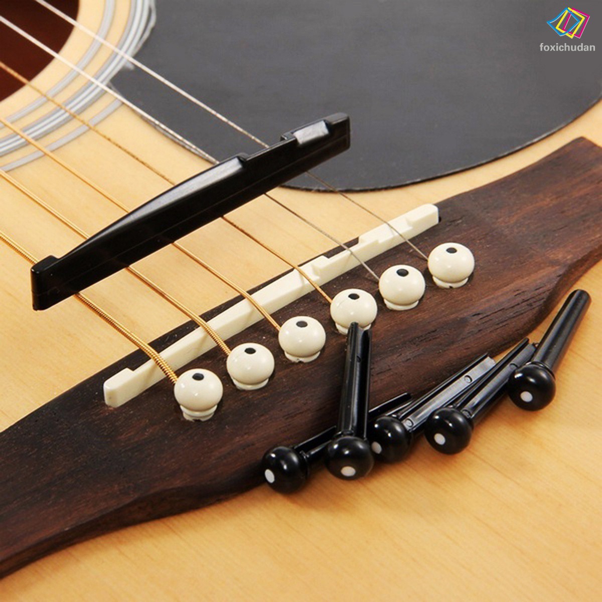 Phụ Kiện Đàn Ghi Ta 1 Bộ - 6 Chốt + 1 Lược Đàn Guitar