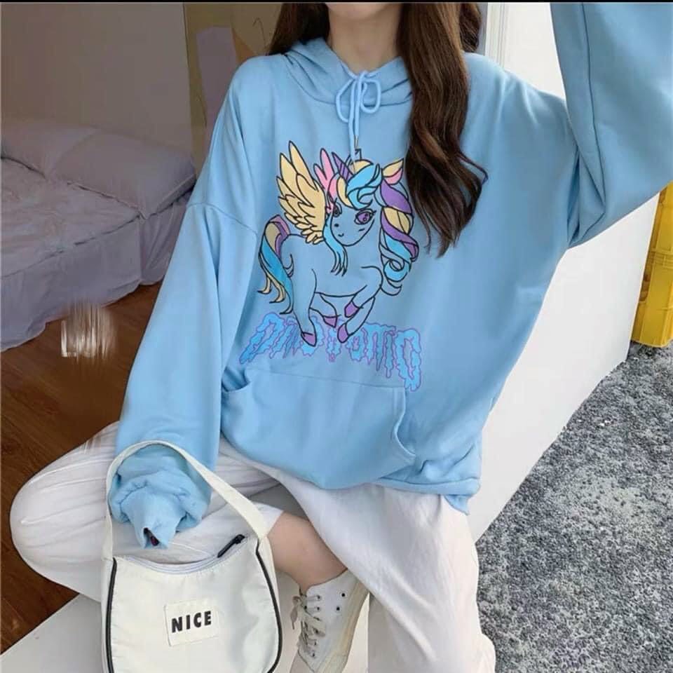 [Ảnh Thật] Áo Khoác Hoodie Nỉ Ngoại Hình Con Ngựa Nón 2 Lớp Free Size 70kg AK110 Áo Khoác Nỉ Nữ