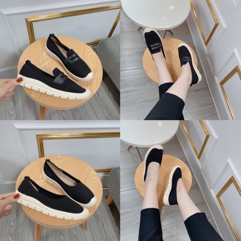 Giày lười slip on nữ, giày sục kiểu dáng thể thao độn đế 5cm hàng cao cấp chuẩn đẹp-