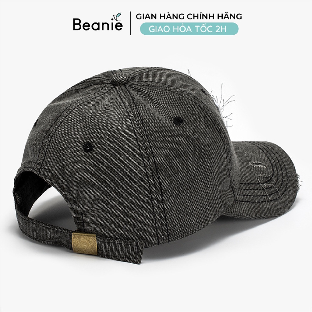 Mũ Lưỡi Trai Rách BEANIE Thêu Dệt Kim Vải Kaki Cao Cấp Unisex Nam Nữ, Nón Kết Lưỡi Chai Đẹp Hàn Quốc Màu Đen Be LT09