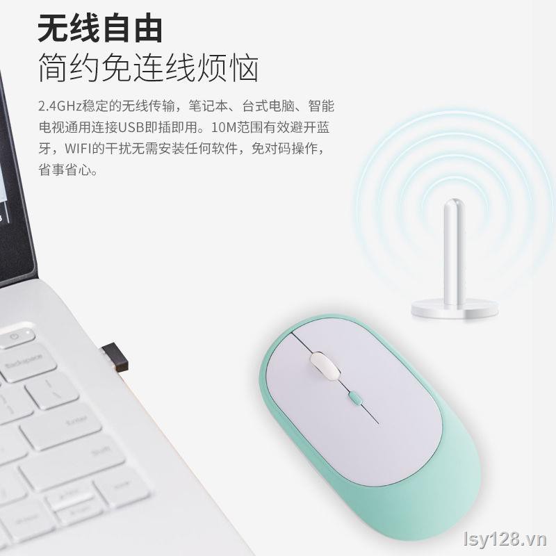 ﹍❣Tắt tiếng Chuột Bluetooth không dây có thể sạc lại Lenovo Huawei Xiaomi Máy tính Apple xách tay Dell dễ thương và phổ thông