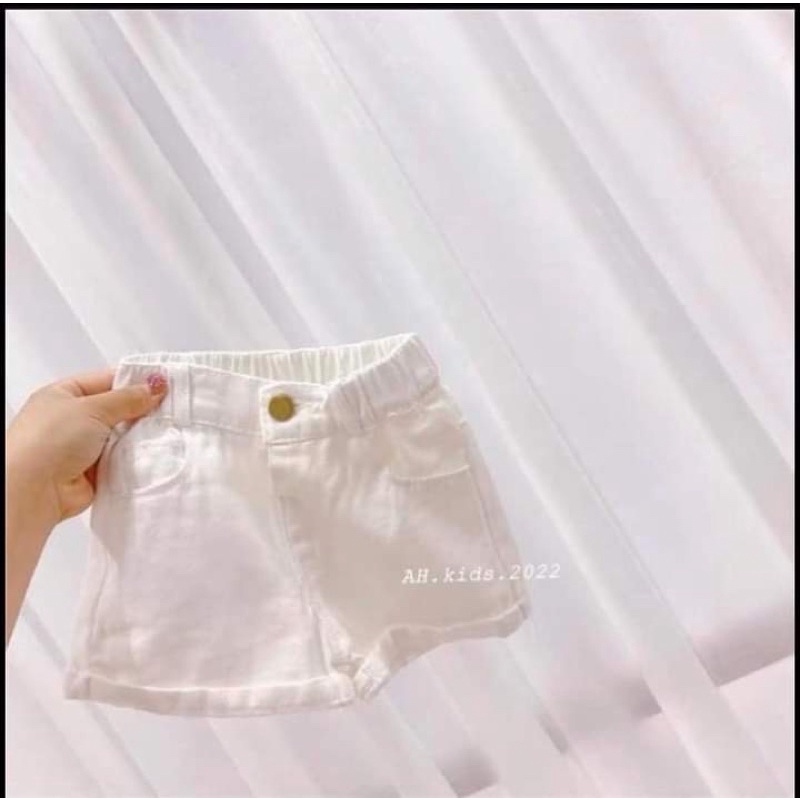 NT095 Quần Short đùi Kaki siêu mềm đẹp cho bé gái - quần chun mềm giả khuy