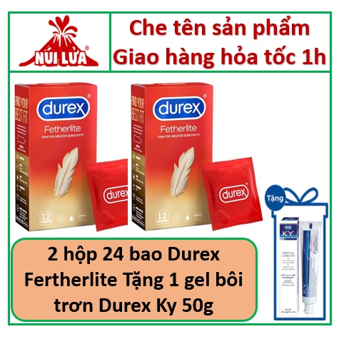 Mua 2 hộp Bao cao su Durex Fertherlite TẶNG 1 gel Durex KY 50g