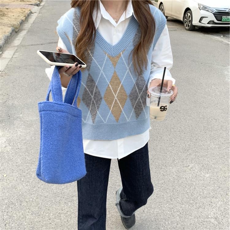 ZHELIHANGFEI Áo Sweater Dệt Kim Sát Nách Dáng Rộng Đính Đá Kiểu Retro Cá Tính