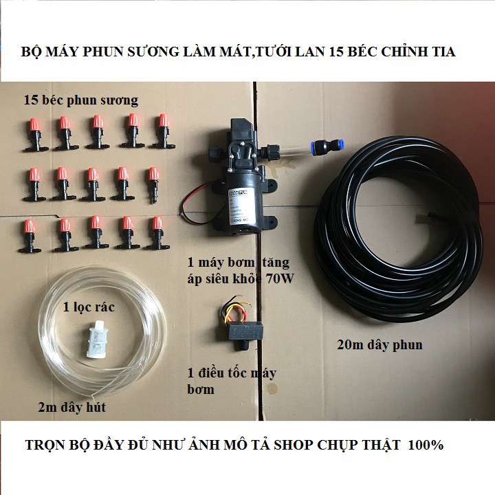 (COMBO) máy phun sương làm mát,tưới lan 15 béc phun sương